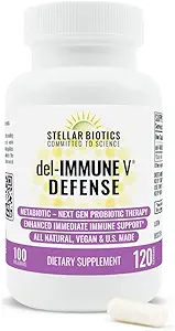 [BRSW2FQ5BV6B6GT7] Del-Immune V® Defense by Stellar Biotics, All-Natural Immune Support & Gut Health (+) Immediate Care, Metabiotic: NextGen Probiotic Therapy (120 Caps)