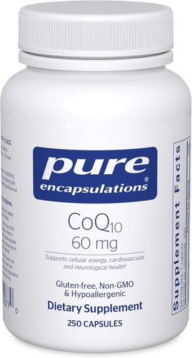 [BRSWIY37BEFRO33Y] Pure Encapsulations CoQ10 60 mg | Coenzyme Q10 Supplement for Energy, Antioxidants, Brain and Cellular Health, Cognition, and Cardiovascular Support* | 250 Capsules