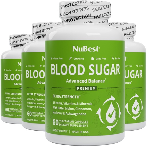 [BRSRMGDYDEIBUYD7] NuBest Blood Sugar - Premium Formula with Bitter Melon, Ashwagandha, Cinnamon, Chromium, Magnesium, Vitamins, Alpha Lipoic Acid, Cayenne Pepper - Support Healthy Blood Sugar - Pack 4
