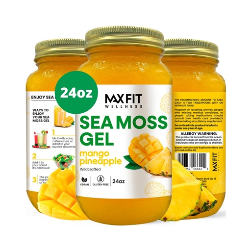[BRSW2C36CQHAADTJ] MAX FIT Sea Moss Gel Raw (12 Flavors) 24oz Wildсrafted Gold Sea Moss Gel from Saint Lucia | 92 Vitamins and Minerals | Pure Raw+Non-GMO | Vegan Superfood