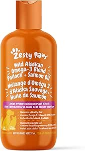 [BRSWGYY3CUPBGADH] Zesty Paws Wild Alaskan Salmon Oil for Dogs and Cats- Skin and Coat Support, Omega 3 Supplement for Pets, 8.5oz