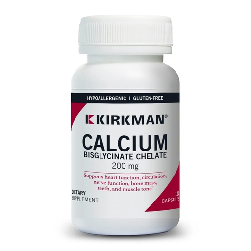 [BRSWIATRA4IGMFTU] Kirkman - Calcium Bisglycinate Chelate 200mg - 120 Capsules - Without Vitamin D3 - Helps Maintain Strong Bones - Hypoallergenic