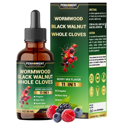 [BRSRAHQ5OV7WKAY3] 10in1 Wormwood Tincture - Black Walnut, Whole Cloves, Reishi Mushroom & 4 More - Wormwood Liquid Drops - 1 FL OZ for 2 Months Supply - Berry Mix Flavor