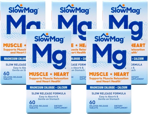 [BRSWKGYIBIFAAHLI] Mag Magnesium Chloridge and Calcium, 60 tables แต่ละ (Value Pack 5)