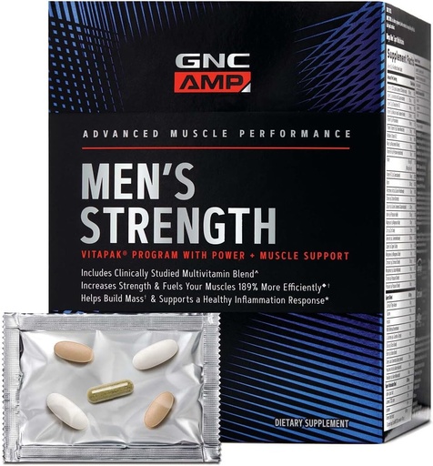 [BRSWGGALBBYREDTF] GNC AMP Heren Sterkte Vitapak Programma, 3 producten in 1 Pack, Absorbeerbare Creatine, Mass Building, Power Muscles, Anabole Primers, Testosteron Boost, Bewezen Ingrediënten, Multivitamine, 30-Day Supply