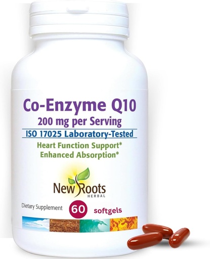 [BRSRAFIHPIHWA2Y2] NEW ROOTS HERBAL CoQ10 Supplement Coenzyme Q10 (60 Softgels) 200 mg | Naturopathic Doctor Formulated for Heart Health & Energy Support | Made with Natural Fermentation