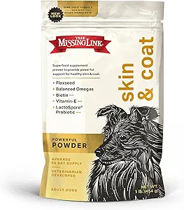[BRSWIYA5AIDA2EQ3] The Missing Link Skin & Coat + Probiotics Supplement 1lb Bag - Powerful Superfood Powder for Dogs Supports Healthy Skin & Glossy Coat, Promotes Hair Growth
