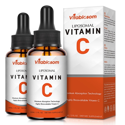 [BRSW2CYKDIBBEDTV] Vitablosom Liposomal Vitamin C 2000mg Liquid for Adults, High Absorption VIT C, Maximize Vitamin C, Immune System & Antioxidant Support, 60ML (2 Bottle)