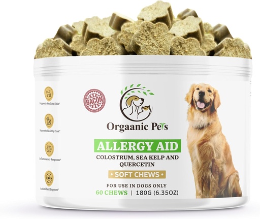 [BRSROYAHBMCWK3A7] Herbal Dog Allergy Relief with SEA KELP - Colostrum - QUERCETIN - Mushrooms - Omega + 11 Natural Allergy Relief Herbs - Soft Chews for Skin & Seasonal Allergies