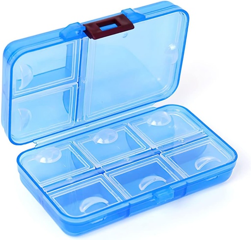 [BRSRMCYDAEPQEFAY] Pill Organizer, Portable Pill Dispenser,9 compartments Moisture-Proof Pill Box for Purse Vitamins, Medicine, Fish Oil,Travel Pill Organizer (Blue)
