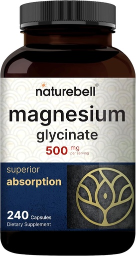 [BRSRAFITOZYGGYLB] NatureBell Magnesium Glycinate Capsules 500mg & Vitamin B Complex for Women 240 Veggie Capsules Bundle Pack | Chelated & Purified Mineral | Immune, Energy & Prenatal Support