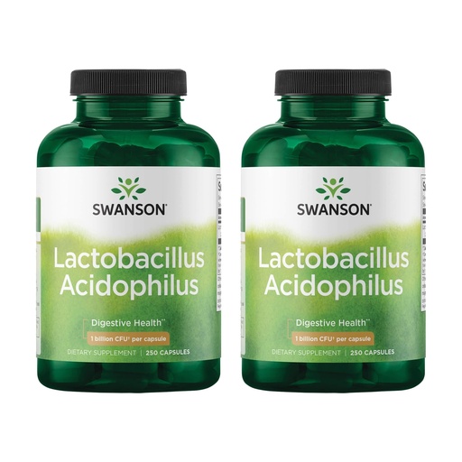 [BRSWGFD3BAMRMADP] Swanson Lactobacillus Acidophilus Probiotic for Adults Seeking Daily Digestive and Bowel Health Support with 1 Billion CFU - Acid-Resistant (250 Capsules, 2 Pack)