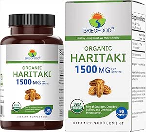 [BRSRMZDQB4PWO33V] Brieofood Organic Haritaki 1500mg, 45 Servings, Vegetarian, Gluten Free, 90 Vegetarian Tablets