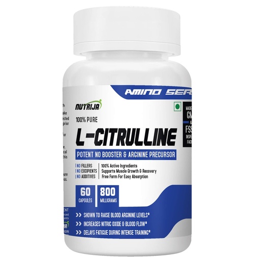 [BRSWYZQYBF6BSGQY] NutriJa L-Citrulline 800mg - 60 Veg Capsules | Potent Nitric Oxide (NO) Booster & Arginine Precursor | Pre-Workout Supplement for Muscle Pump & Blood Flow
