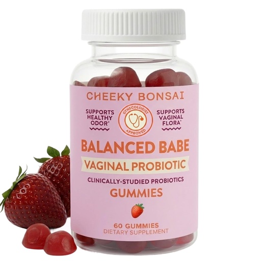 [BRSROZYDCVYR6FAV] Cheeky Bonsai, Vaginal Probiotic Gummies for Women - Balanced pH, Healthy Odor, and Flora Support - 5 Billion CFUs - Juicy Strawberry Flavor, 60 Count
