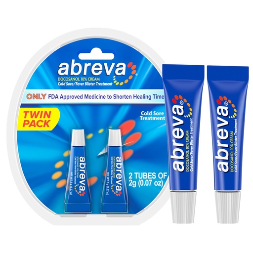 [BRSWGYYCPMMREELK] Abreva 10 Percent Docosanol Cold Sore Treatment, Treats Your Fever Blister in 2.5 Days - 0.07 oz Tube x 2