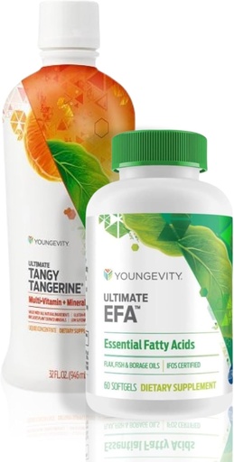 [BRSWIEY5OAARSE3G] Youngevity Essential 90 Pak - Ultimate All-in-One Multivitamin Combo - Ultimate Tangy Tangerine + Ultimate EFA - 90 Essential Vitamins, Minerals, Amino Acids, Fatty Acids (30 Servings)