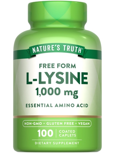 [BRSWICQBBBYQI2LO] Nature's Truth L Lysine 1000mg | 100 Coated Caplets | Essential Amino Acid | Vegan, Non-GMO, & Gluten Free Supplement