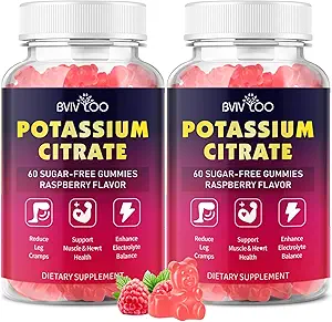 [BRSRAHY6OIBAOHYU] Potassium Citrate Gummies for Adults, Sugar-Free Potassium Gummies 1000mg Support Leg Cramps & Electrolyte Balance High Potency Potassium Supplement Gummies 120 Count