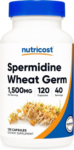 [BRSRMGD2O57A4C3G] Nutricost Spermidine Wheat Germ Extract Supplement, 1500mg Wheat Germ Extract, 120 Capsules - 15mg Equivalent Spermidine Per Serving, 40 Servings, Vegetarian and Non-GMO