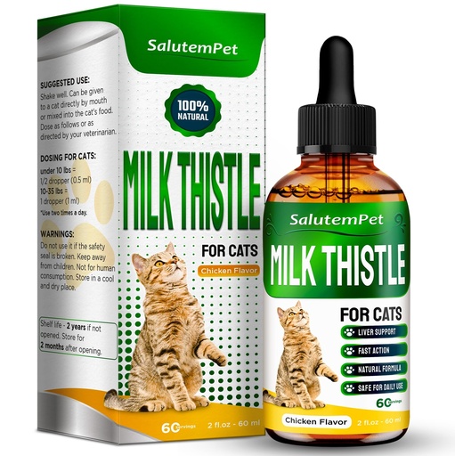 [BRSRAFIFDFYRGFD2] Сat Kidney Support | Milk Thistle for Cats | Herbal Supplement for Kittens & Adult Ones | Solution for All Breeds | Care for Liver | Сhicken Flavor | 2 Oz