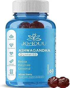 [BRSRAGLYCEBWY3DD] (60 Count) Ashwagandha Gummies KSM-66 - Mixed Berry, Vegan, Plant Based, Non-GMO, Gluten-Free & Gelatin Free Relax, Organic Ashwa Root Extract Supplement for Immune Support