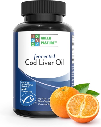 [BRSWIYIACR5REEA7] Green Pasture Fermented Cod Liver Oil Orange Flavor 120 Caps