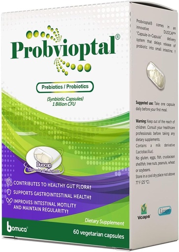 [BRSRAYI7CACG23LG] Probvioptal, 60 Capsules (168 Units), Probiotics & Prebiotics, Duocap, 1 Billion CFU, Gluten Free