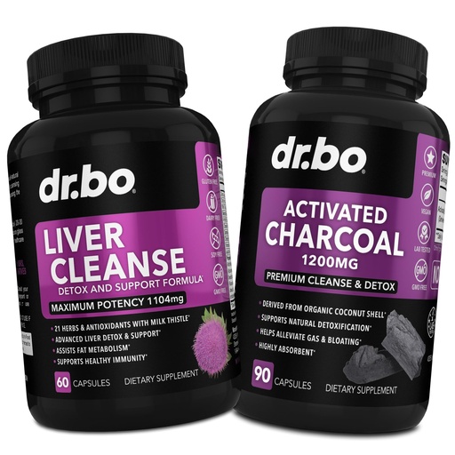 [BRSROGDRBN7WCFL4] Liver Cleanse & Activated Charcoal Capsules - Liver Health Pills with Artichoke, Berberine, Turmeric Herbs - 1200mg Organic Coconut Charcoal Pills for Stomach Gas and Bloating Support