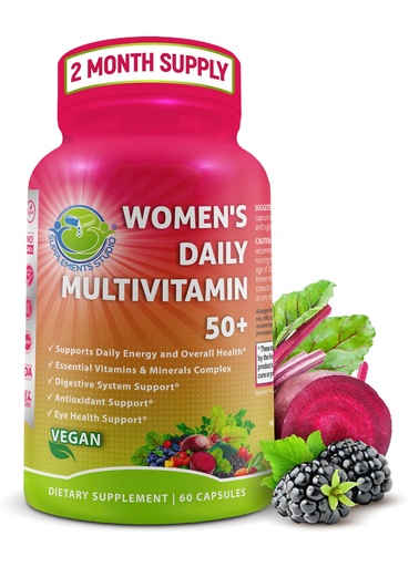 [BRSRAYI6BMBAAADA] Women's Daily Multivitamin 50 Plus - Vegan Methylated Multivitamin for Women 50 and Over with Biotin, Organic Superfoods & Lutein - Eye, Energy, Gut & Optimal Health Support - Easy to Swallow Capsules