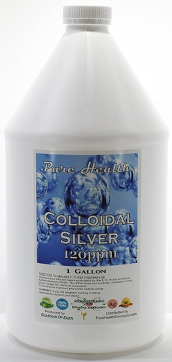 [BRSWK2YMPIIWM2TC] 1 Gallon Certified Lab Tested Colloidal Silver 120ppm in Non-leeching Plastic Jug + Free Filled Dropper Bottle By Pure Health Discounts, a Source You Can Trust