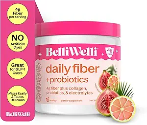 [BRSRAYYODMMRSDTF] BelliWelli Fiber Supplement for Women & Men – Premium Daily Fiber Powder from Organic Acacia with Added Collagen, Electrolytes & Probiotics – No Bloat, Constipation & Gut Health Support (Tropical)