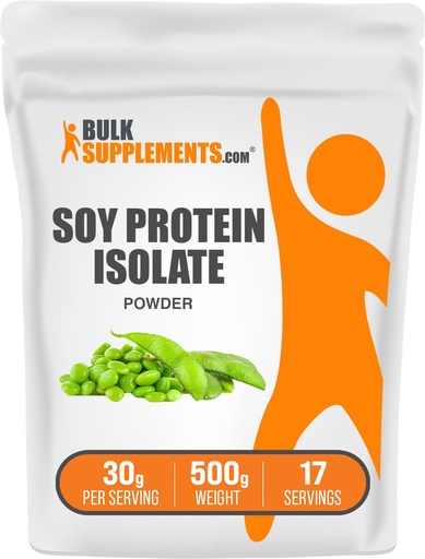 [BRSWKGL3CYGQYGTU] BulkSupplements.com Soy Protein Isolate Powder - Vegan Protein Powder, Unflavored - Pure & Gluten Free, 30g per Serving, 500g (1.1 lbs) (Pack of 1)