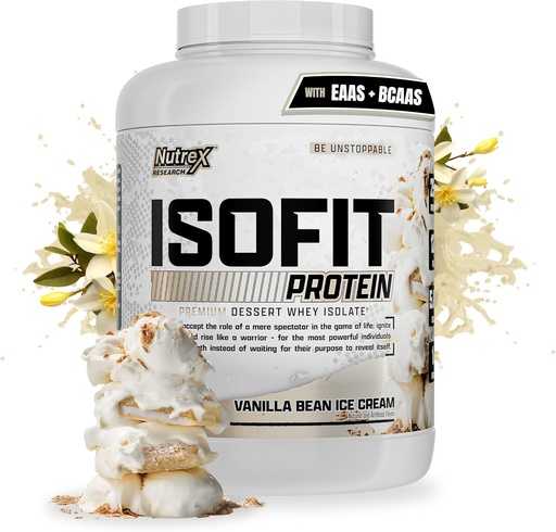 [BRSWGALYOF4G2HLL] Nutrex Research IsoFit Whey Protein Powder lập tức phân chia 100% Whey Protin (70 phục vụ, Vanilla Bean kem)