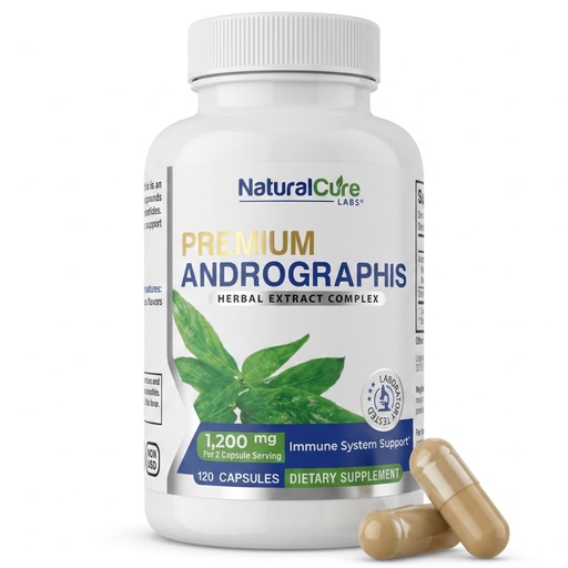 [BRSRM2YOAF5R62DB] Natural Cure Labs Premium Andrographis Paniculata Extract 1,200mg – 100mg Standardized Andrographolides – Vegan Immune & Digestive Support Capsules – Non-GMO, Gluten-Free, Herbal Dietary Supplement