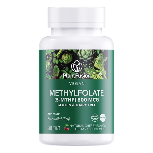 [BRSRAFQBCUIB6YLX] PlantFusion Vegan High Potency Methylfolate 5-MTHF – Fast Acting Sublingual Methyl Folate Supplement is 6X More Absorbable - Non-GMO, Supports Cardiovascular & Brain - 60 Lozenges