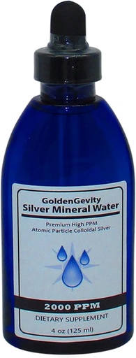 [BRSRMCQFDEFAKF3U] GoldenGevity 2000 PPM Colloidal Silver - 200x More Potent | Bioactive Atomic Size Particles of Silver Trace Minerals | Dietary Supplement | 4 oz Bottle
