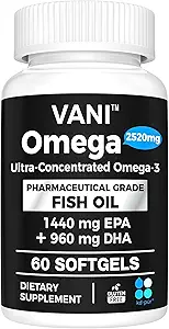 [BRSRAFQCCMJWM33L] Pharmaceutical Grade Omega 3 Fish Oil, KD-PUR Premium Germany Fish Oil Supplements 2520mg with EPA & DHA- Supports Brain, Heart & Immunity (60 Softgels)