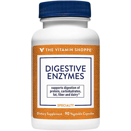 [BRSWIZIYOAHBCCTK] The Vitamin Shoppe Digestive Enzymes - Complete Digestive Support & Bloating Relief | Plant-Based Multi-Enzyme | 90 Veggie Caps | Vegan