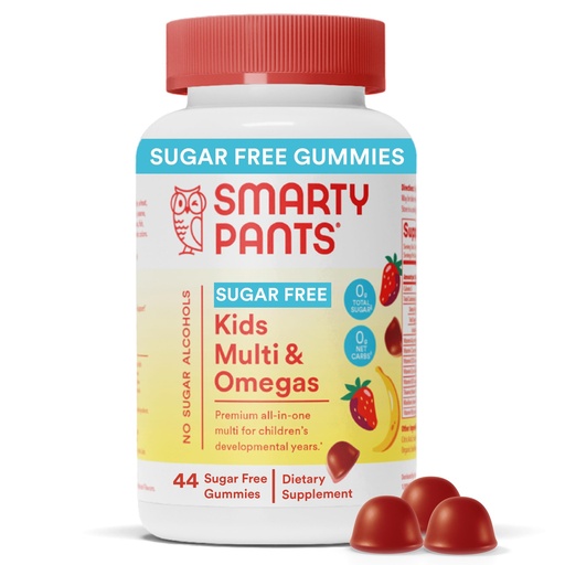 [BRSRMBL3CUNAY3Y2] SmartyPants Kids Multivitamin Gummies, Sugar Free: Omega 3 (ALA), Vitamin D3, C, Vitamin B12, B6, A, K & Zinc for Immune Support, Biotin, Erythritol Free, Strawberry Banana, 44 Count (22 Day Supply)