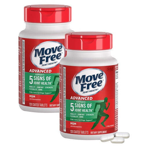 [BRSWIAL4AACWMGY3] Move Free Advanced Glucosamine Chondroitin MSM Joint Support Supplement, Supports Mobility, Comfort, Strength, Flexibility & Bone, 120 Tablets/40 Servings (2 Pack)