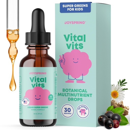 [BRSWGZD5OYCGEALG] JoySpring Vital Vits - Kids Liquid Multivitamin - 1 fl oz (30 Servings) | Herbal Liquid Vitamins for Kids | Natural Flavor | Toddler Multivitamin with Elderberry, Spirulina, and More