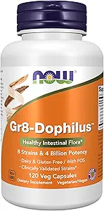 [BRSWIYIMDICQKEQ7] NOW Supplements, Gr8-Dophilus™with 8 Strains & 4 Billion Potency, Shelf Stable, 120 Veg Capsules