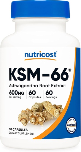 [BRSWG2YCOB5QKGY3] Nutricost KSM-66 Ashwagandha Root Extract 600 mg, 60 Veggie Caps -% 5 Withanolides - BioPerine - Full-Spectrum Kökleri