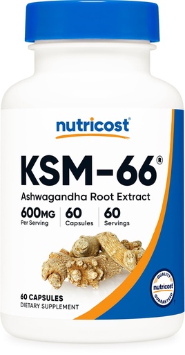 [BRSWG2YCOB5QKGY3] Nutricost KSM-66 Ashwagandha Root Extract 600mg, 60 Veggie Caps - 5% Withanolides - with BioPerine - Full-Spectrum Root Extract