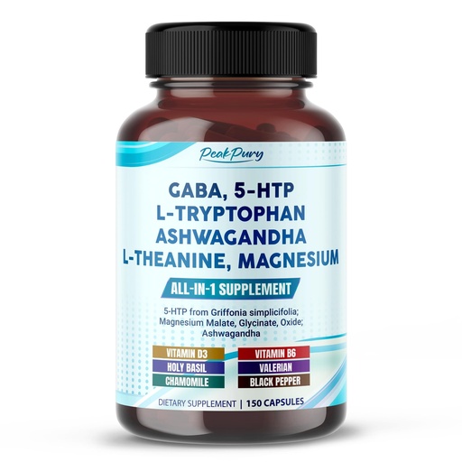 [BRSRAZTQDIFA433A] GABA, 5-HTP L-Tryptophan Ashwagandha Chamomile L-Theanine Magnesium