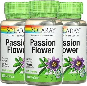 [BRSWGGLYCUFRYDTF] Solaray, (3 Pack) Passion Flower, 350 mg, 100 VegCaps