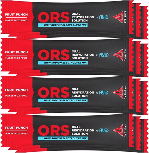 [BRSWYZIKAEPBY2A2] Fluid Tactical - ORS (Oral Rehydration Solution), Recover Faster, Extreme Dehydration Electrolytes, 12pack (Fruit Punch)