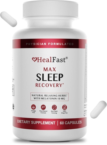 [BRSROHY2OAPWK3DD] HealFast Physician Formulated Max Sleep Aid with Extra Strength Melatonin 10mg - Fast Dissolving - Natural Sleep Aids for Adults - Melatonin Pills - Herbs, Amino Acids, and Melatonin - 60 Ct