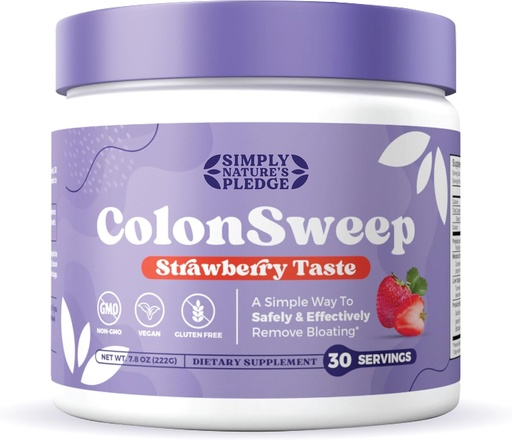 [BRSROYAZPIMBUDLF] ColonSweep - Pulitore del colon della polvere di Husk di Psyllium Probiotico aromatizzato della fragola - 7.8 oz. Supporto del supplemento di fibra senza glutine per la salute del fegato - Pulitura del colon per il sollievo di Bloating & Detox - 30 Serve